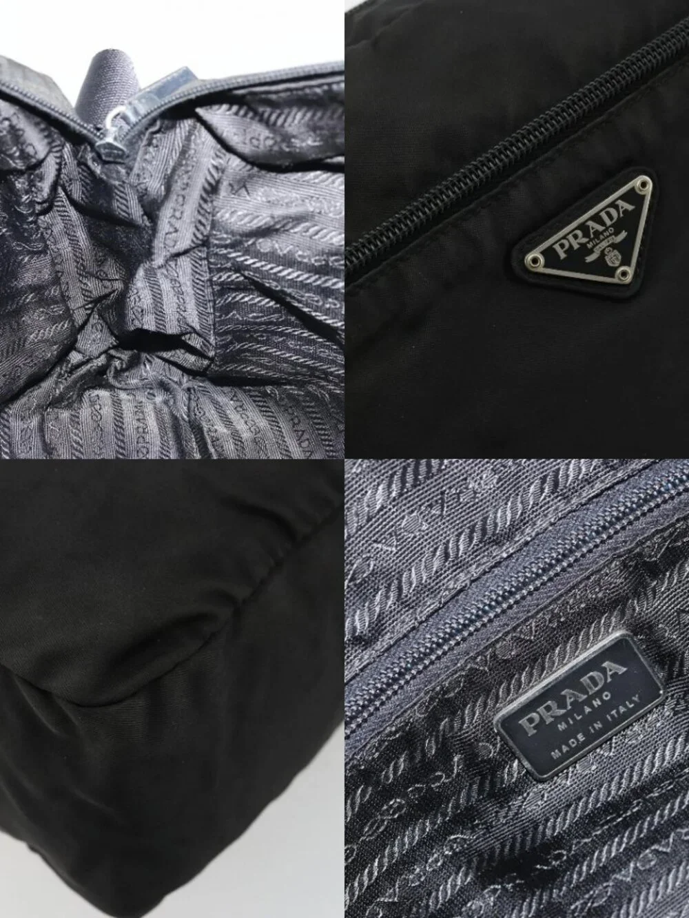 PRADA Shoulder Bag Nylon Black Silver Auth ka4043